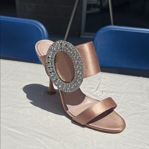 Manolo Blahnik Gold Heels with Crystal Embellishment